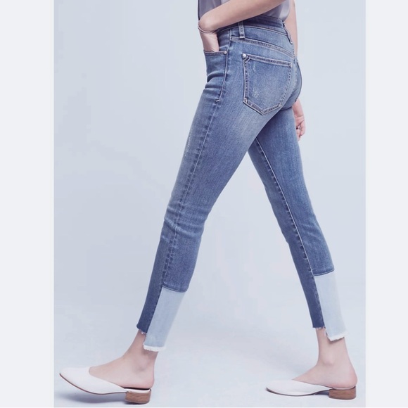 Anthropologie Pilcro Patchwork Step Hem Fringe Hem Distressed Skinny Jeans - Picture 6 of 15